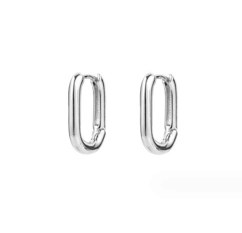 Women Girl 925 Sterling Silver Plated U-Shape Huggie Hoop Earrings A9