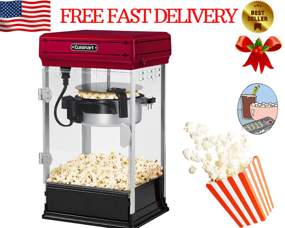 Red Antique Style Popcorn Popper Machine, Counter Top Table 