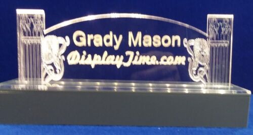 Personalized Acrylic Glass NAME PLATE BAR Desk with LED Lights FreeShip