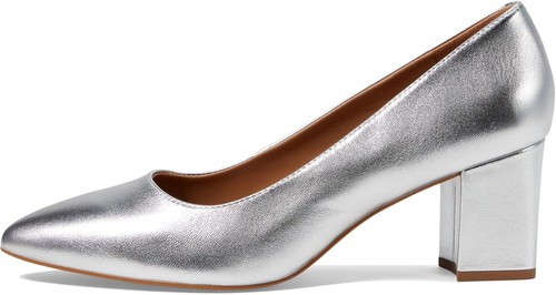 Pre-owned Johnston & Murphy Women's Vicki Pump In Silver Metallic