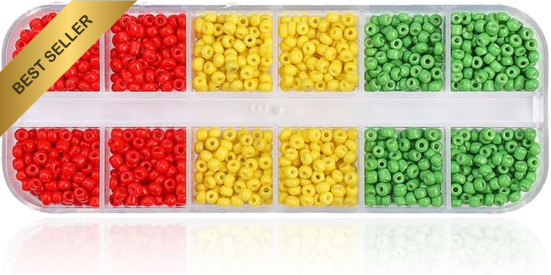2000Pcs Pony Beads, round Glass Craft Kandi Beads, 24-Color Rainbow Set with Por