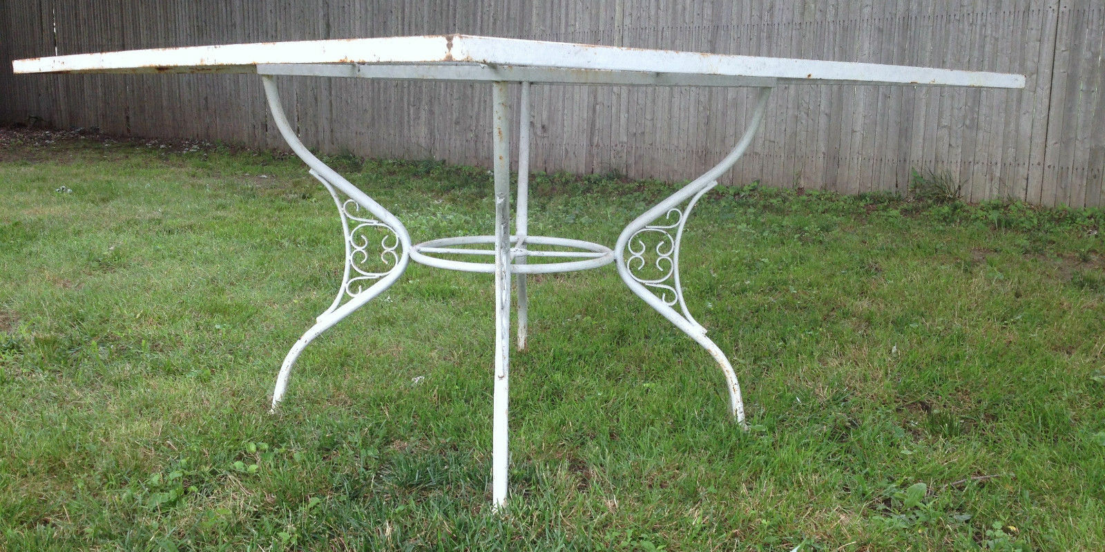 Antique Shabby 1800s Wrought Iron Table Mesh Top