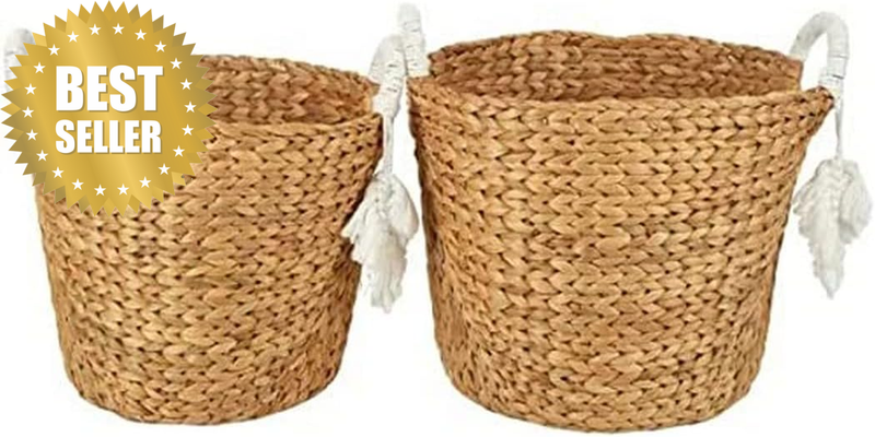 Hasina Hyacinth Basket 2 Pieces Set, 40 Cm X 40 Cm Size, Natural