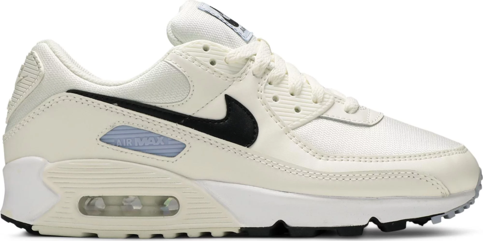 

Nike W Air Max 90 Sail Белый Черный Синий Кроссовки Обувь CZ6221-100 Женские 7, Nike Air Max 90