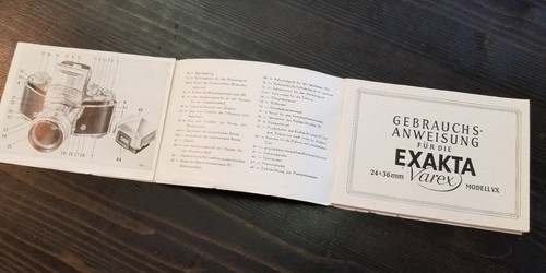 VINTAGE EXAKTA VAREX VX & VAREX IIA CAMERA GUIDE MANUALS / GERMAN