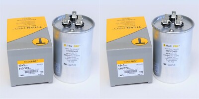 2 Titan Pro TRCFD455 Motor Dual Run Capacitor, Round, 440/370V Ac, 45/5 Mfd
