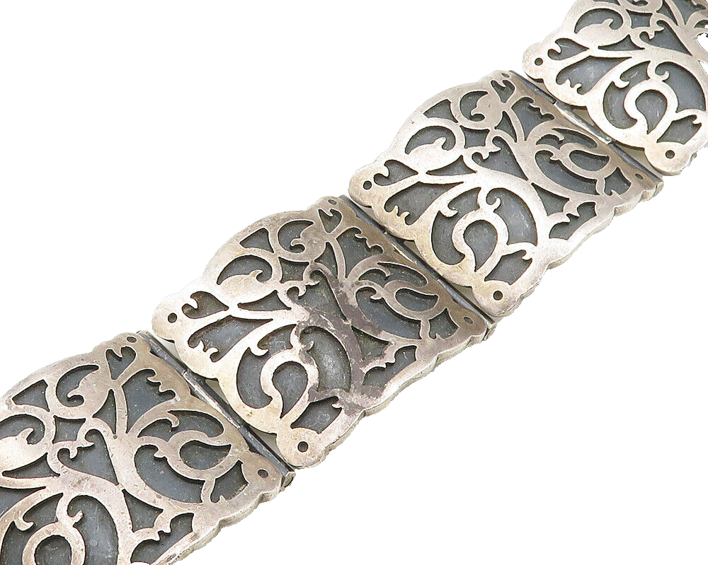 MEXICO 925 Sterling Silver Vintage Floral Vine Swirl Chain MEXICO 925 Sterling Silver Vintage Floral Vine Swirl Chain