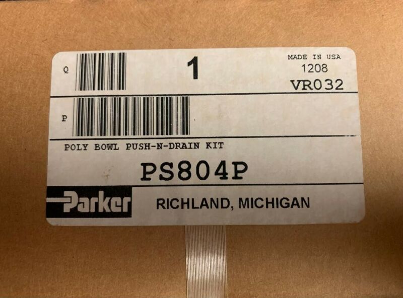 Parker PS804P Poly Bowl PUSH-N-Drain Kit Open box for inspection