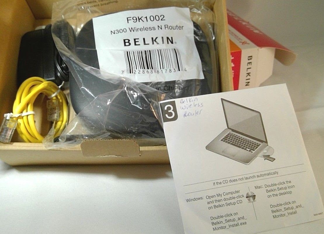 Belkin N300 300 Mbps 4-Port 10/100 Wireless N Router (F9K1002)