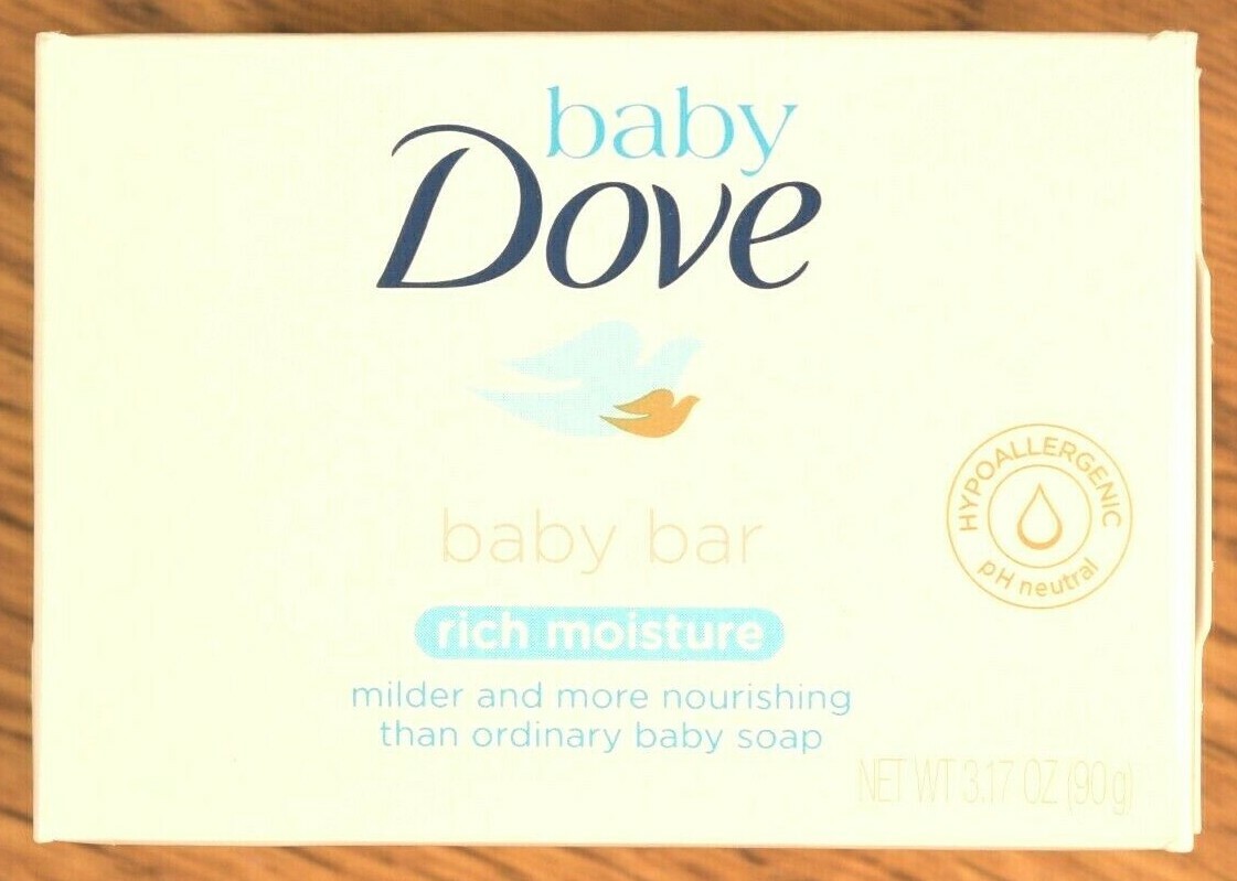 Baby DOVE Baby Bath Bar, Rich Moisture, Mild and Nourishing, 3.17 OZ (x 2 BARS)