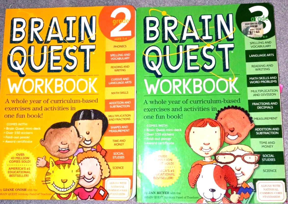 lot of 2 BRAIN QUEST Workbooks Grade 2 Grade 3 Activities