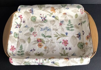 LONGABERGER Large 16 x 10 Basket w/Botanical Fields Liner Signed 2007 Ohio