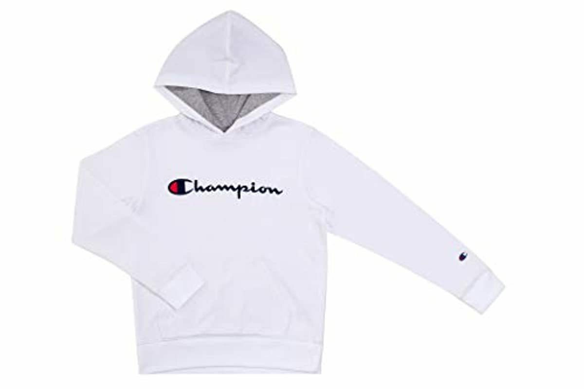 reverse weave champion hoodie white