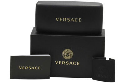 Pre-owned Versace 2232 1470/87 Sunglasses Havana/dark Grey Lenses 61mm W/black Neck Strap In Gray