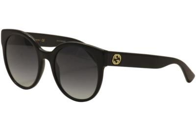 Pre-owned Gucci Women's Gg0035sn 001 Black/gold Fashion Sunglasses 54mm In Gray