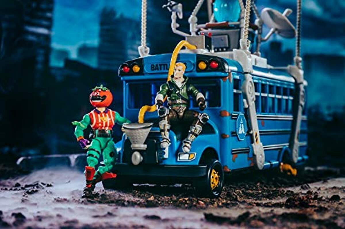 Fortnite Battle Bus Deluxe Vehicle - Two 4" Action Figures ...