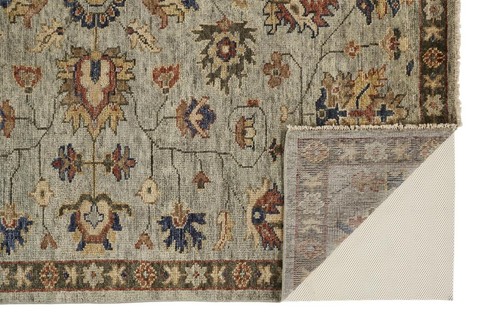 5 X 8 Серо-Золотистых и Красных Шерстяных ковриков ручной вязки с цветочным узлом, Устойчивых к Пятнам, с