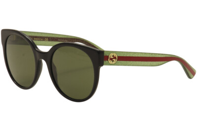 Pre-owned Gucci Women's Gg0035sn 002 Black/green/red Fashion Sunglasses 54-mm