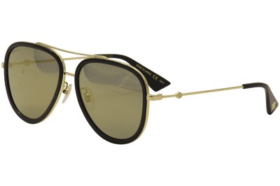 Pre owned Gucci Women s Gg0062s Gg 0062 s 001 Gold black Retro Pilot Sunglasses 57mm In Gray ModeSens
