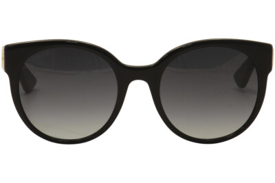 Pre-owned Gucci Women's Gg0035sn 001 Black/gold Fashion Sunglasses 54mm In Gray