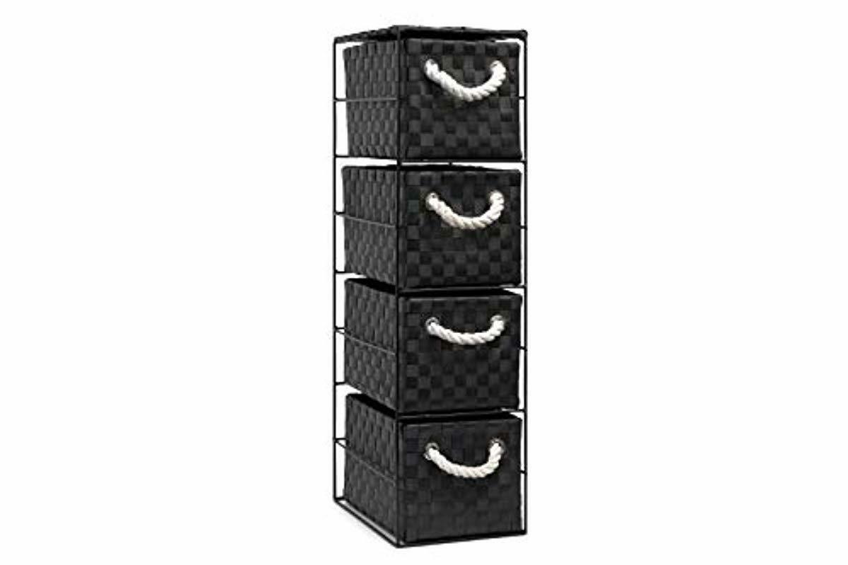 Bathroom Storage Unit Basket Drawers Woven 4 Draw Tower Slimline Bathroom Storage Unit Basket Drawers Woven 4 Draw Tower Slimline