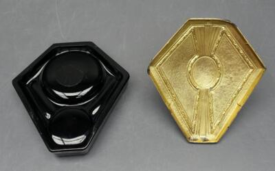 Weidlich Bros Art Deco Desk Organizer Brass Gazelle/Antelope Black Glass Bottom