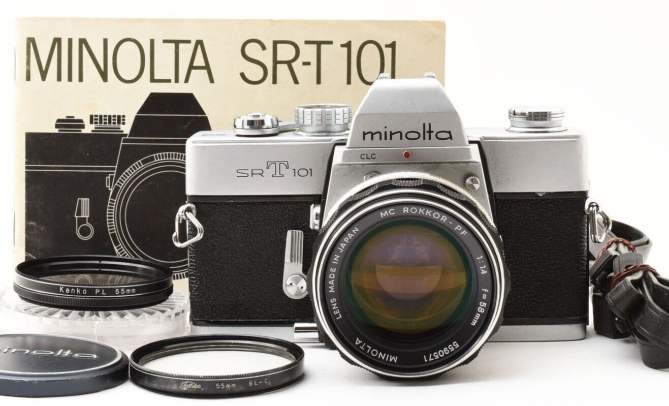 ［動作品］MINOLTA SRT101＋58mm F1.4 Exc+5* Minolta SRT 101 SLR Film Camera 58mm f/1.4 From Japan