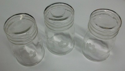 (3) Clear Depression Glass Juice Glass Etched Cut Floral VTG Set of Three Old