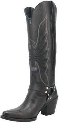 Pre-owned Dingo Womens Heavens To Betsy Embroidered Snip Toe Casual Boots Knee High... In Black