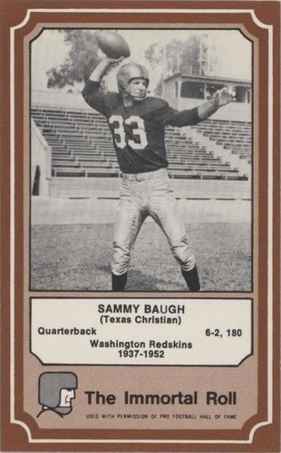 1975 Fleer Team Cloth Patch Stickers Sammy Baugh #50