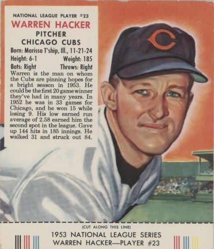 1953 Red Man Tobacco All-Star Team - Warren Hacker #23