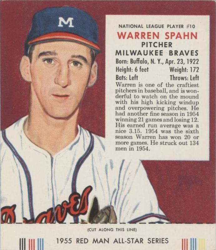 Red Man Tobacco All-Star Team 1955 - Warren Spahn #10