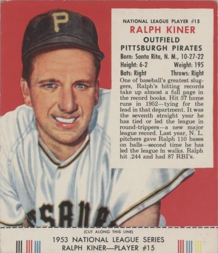 1953 Red Man Tobacco All-Star Team - Ralph Kiner #15