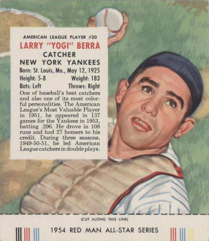 Red Man Tobacco All-Star Team 1954 - Yogi Berra #20