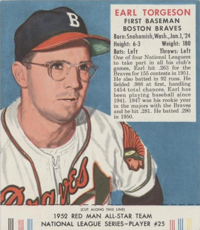 Red Man Tobacco All-Star Team 1952 - Earl Torgeson #25