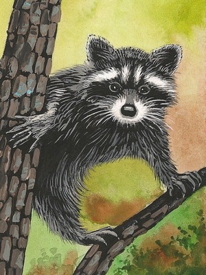 1.5x2 DOLLHOUSE MINIATURE PRINT OF PAINTING RYTA 1:12 SCALE RACCOON PORTRAIT ART