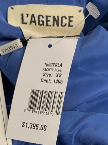 Pre-owned L'agence $1396 L' Agence Women's Blue Billie Belted Lambskin-leather Moto Jacket Size Xs