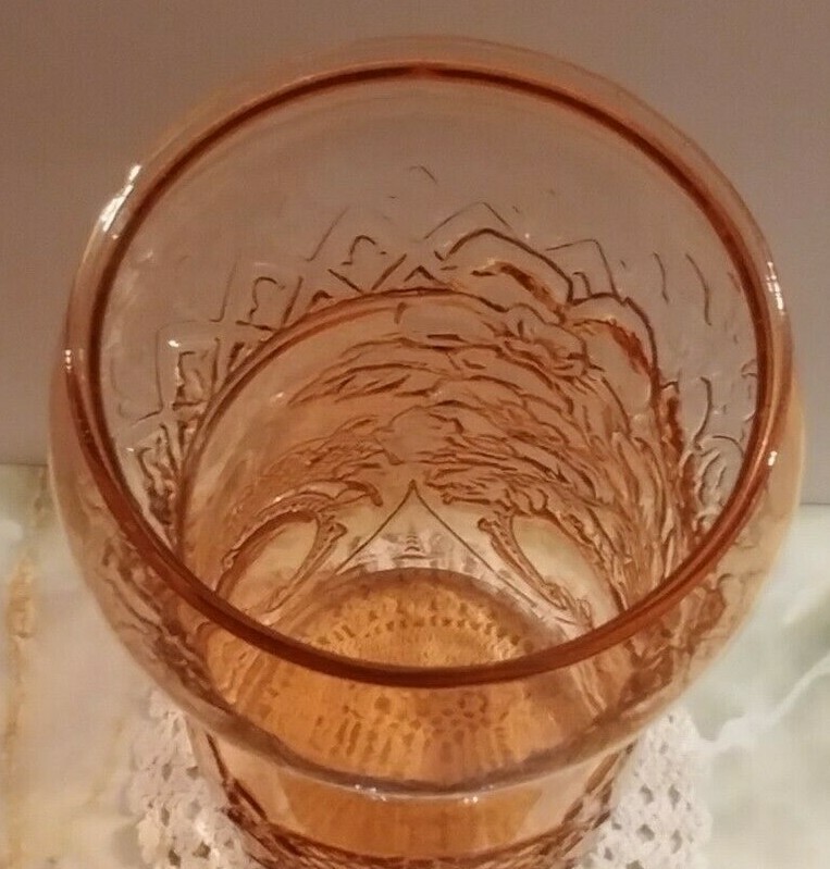 Vintage Pink Glass Unusual Shaped Different Designs Big Tall Vase 14.5