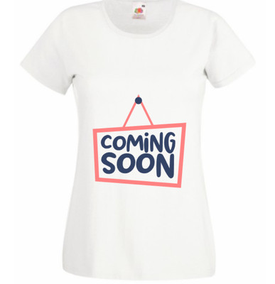 Pregnancy announcement coming soon white t shirt baby maternity funny ladies 