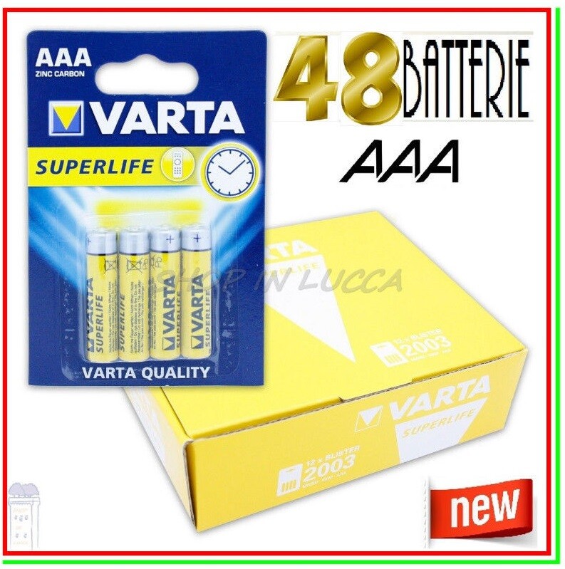Confezione 48 Pile Batterie Varta SuperLife AAA MiniStilo Lr03 Mn2400 dfh