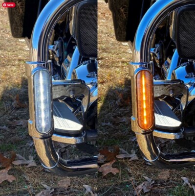 NOS Custom Dynamics Run & Turn Signal Chrome Engine Guard LED Light Universal