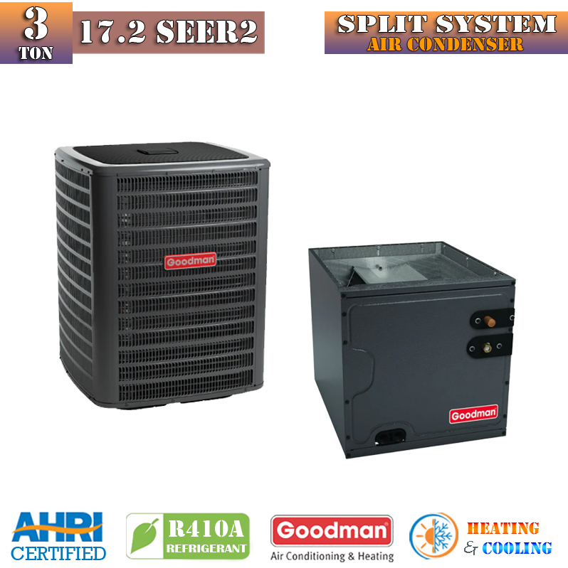 3 Ton 17.2 SEER2 Goodman 2-Stage AC Condenser & Evaporator