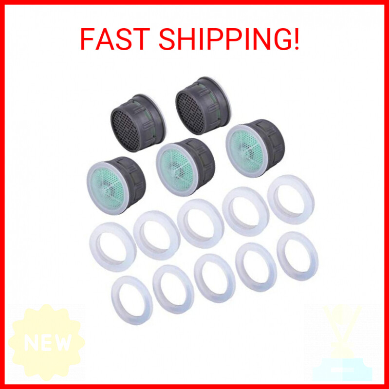 5 Pack 2.2 GPM Regular Size Water-Saving Sink Faucet Aerator Insert Replacements