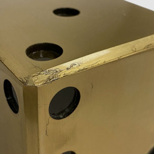 L'Objet Gold Rustic Dice Decorative Storage Box | 4.5" Sq