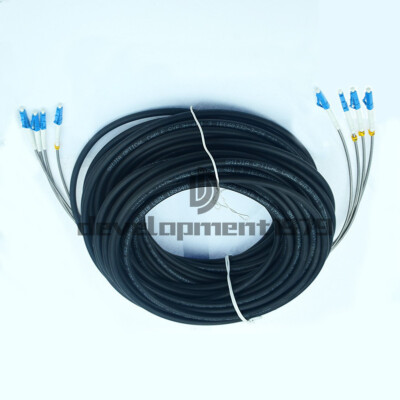 300M Field Outdoor LC-LC UPC 4 Strand 9/125Single Mode Fiber Optical Patch Cord#