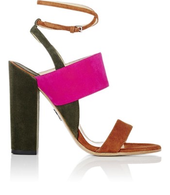 $895 Paul Andrew Xiamen Suede Strappy Block Heel Sandals Pumps Colorblocked 40