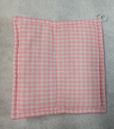 Pink Gingham Embroidered 1/2 apron MINT  includes potholder Beautiful!