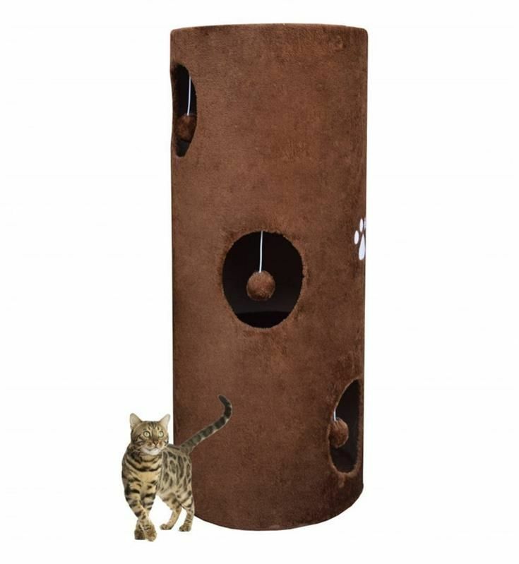 Tube De Grattoir Pour Locum De Tour De Chat Mat 100cm Brun Plush Ebay