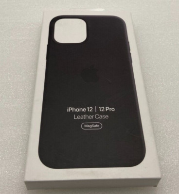 Apple Leather Case with MagSafe for iPhone 12/12 Pro - Black + Tempered Glass
