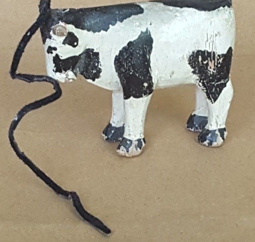 Cow, bull, figurine, wood, folk art, vintage, primitive, 2 3/4